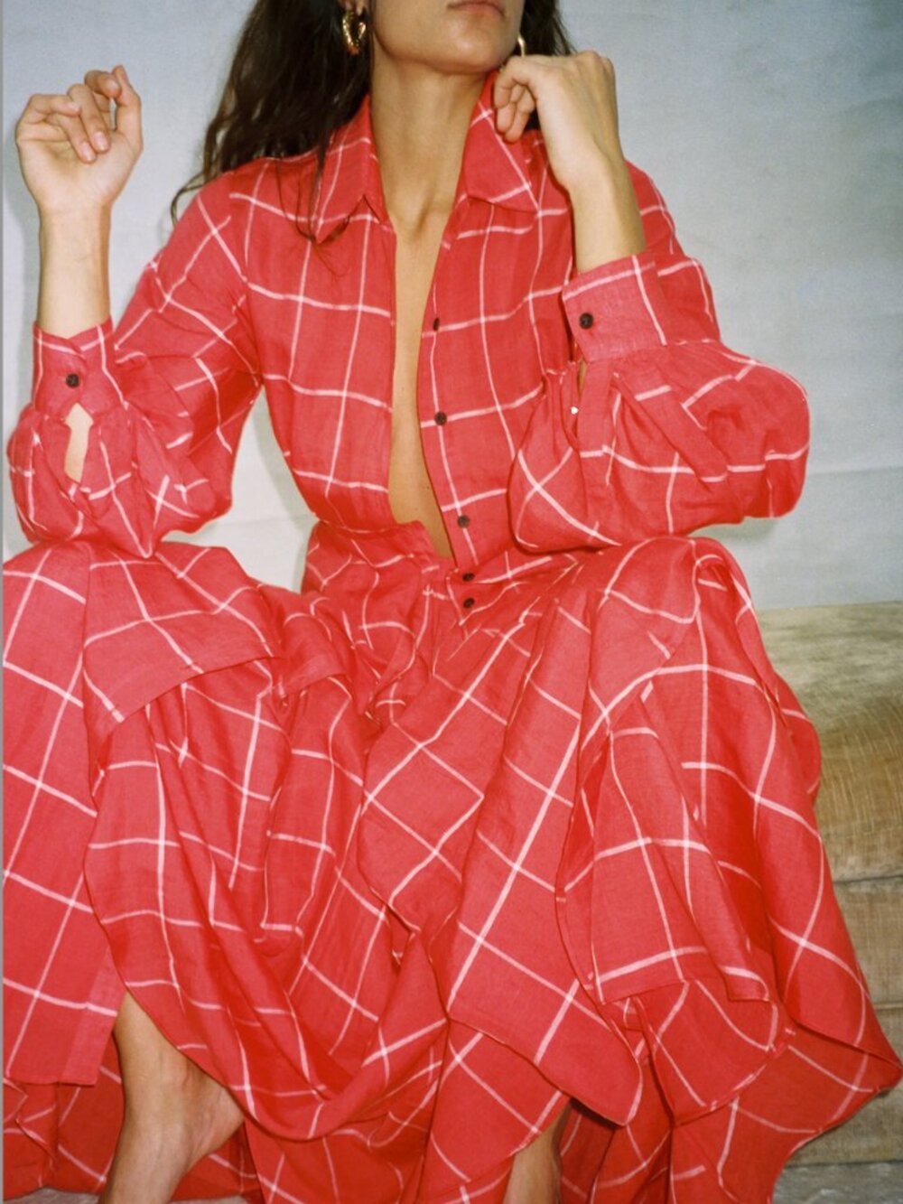 Mara Hoffman Liliana Dress Red Ada Grid
